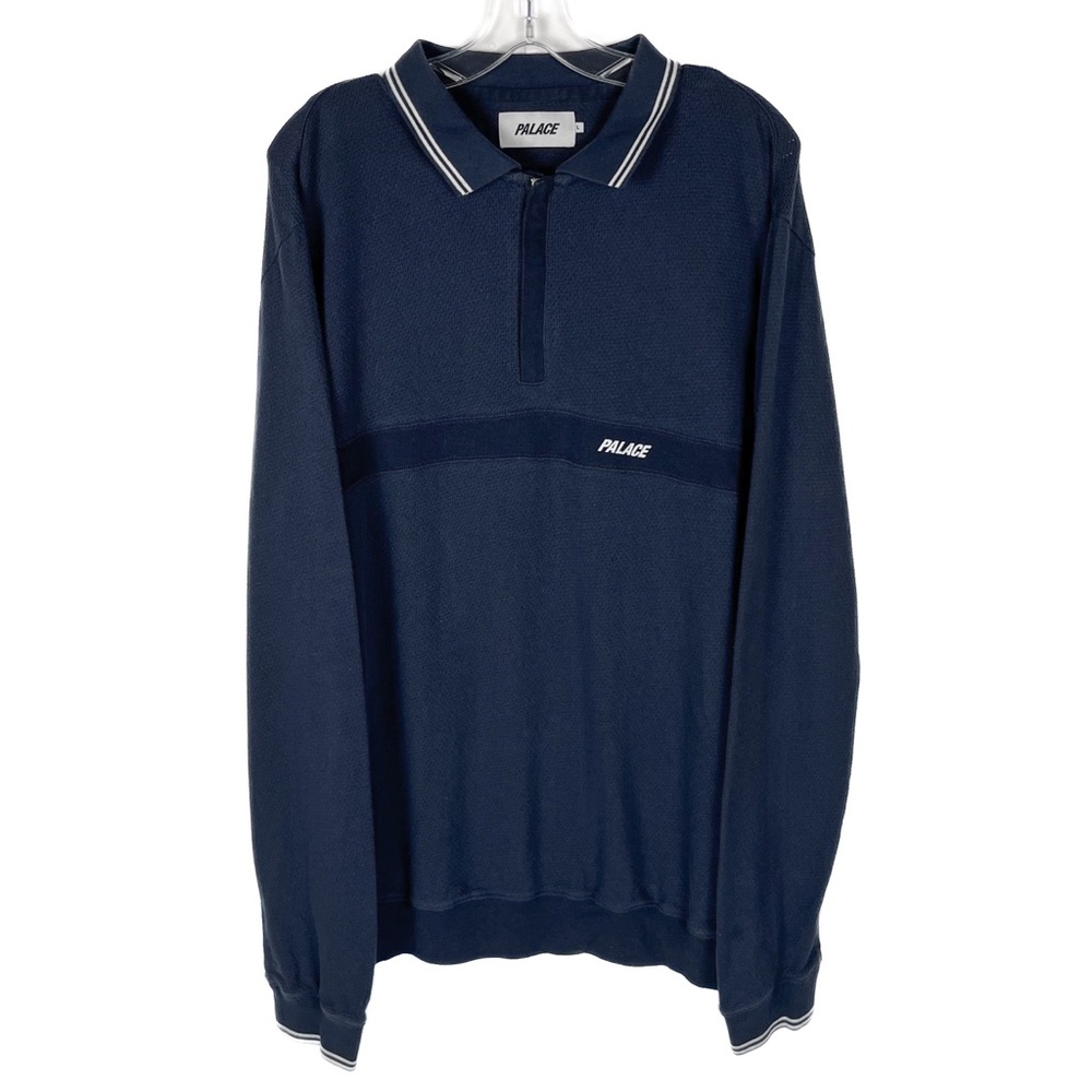 Palace Skateboards Rugby Polo Shirt Men Large Blue Skater Streetwear Pullover